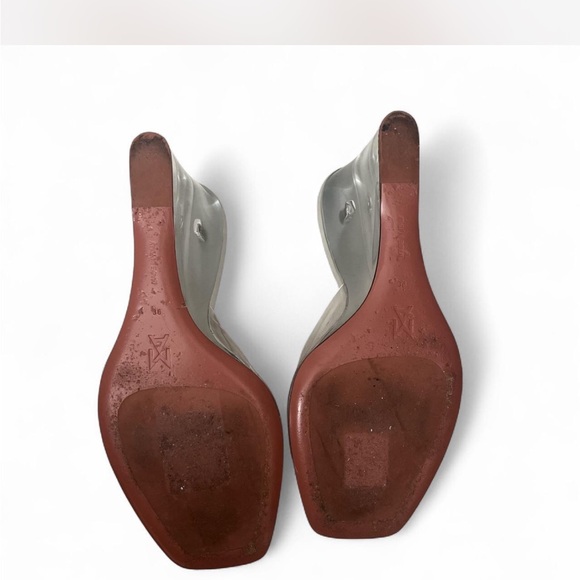 Amina Muaddi Silver and Brown Wedges - Picture 5 of 7